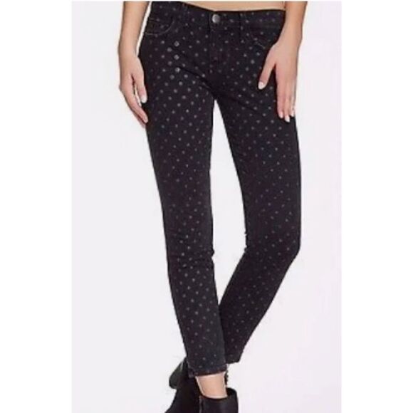 Current Elliott The Stiletto Polka Dot Jean Black - Picture 1 of 7
